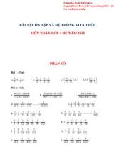 Bài tập ôn hệ thống kiến thức môn Toán 4